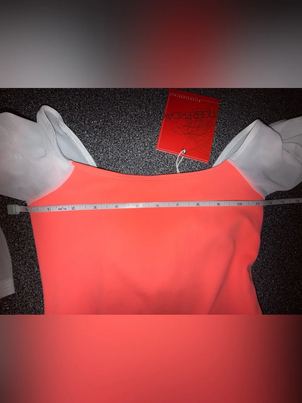 Tiger Friday NWT! Neon Leotard w/White Sheer Sleeves Size Adult X-Small